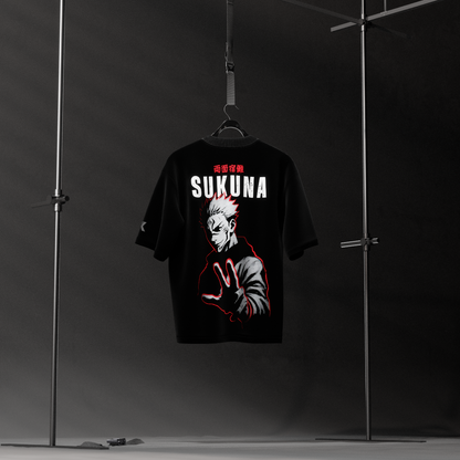 Sukuna Cursed King Jujutsu Kaisen Black Oversized Fit T-shirt
