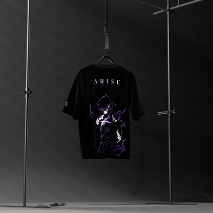Shadow Monarch Arise Solo Leveling Black Oversized Fit T-shirt