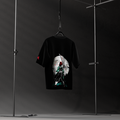 Tanjiro Moonlight Demon Slayer Black Oversized Fit T-shirt