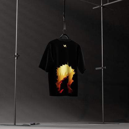 Rengoku Demon Slayer Black Oversized Fit T-shirt
