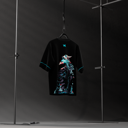 Kaiju Battle Monster Black Oversized Fit T-shirt