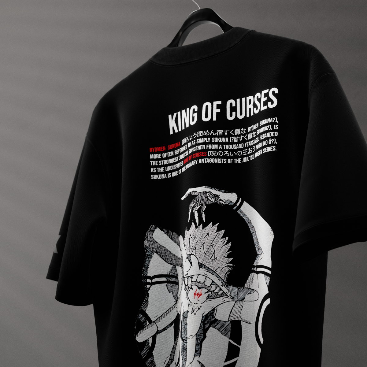 Cursed King Sukuna – Regular Fit Black T-Shirt