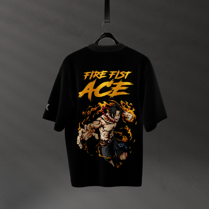 Portgas D. Ace Fire Fist – Oversized Fit Black T-Shirt