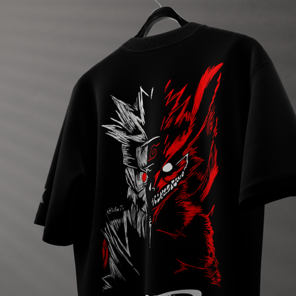 Naruto Uzumaki Kurama Mode – Regular Fit Black T-Shirt