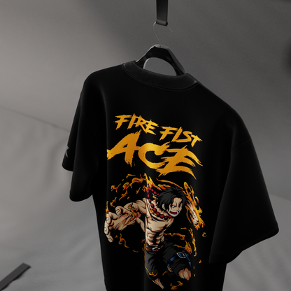 Portgas D. Ace Fire Fist – Oversized Fit Black T-Shirt