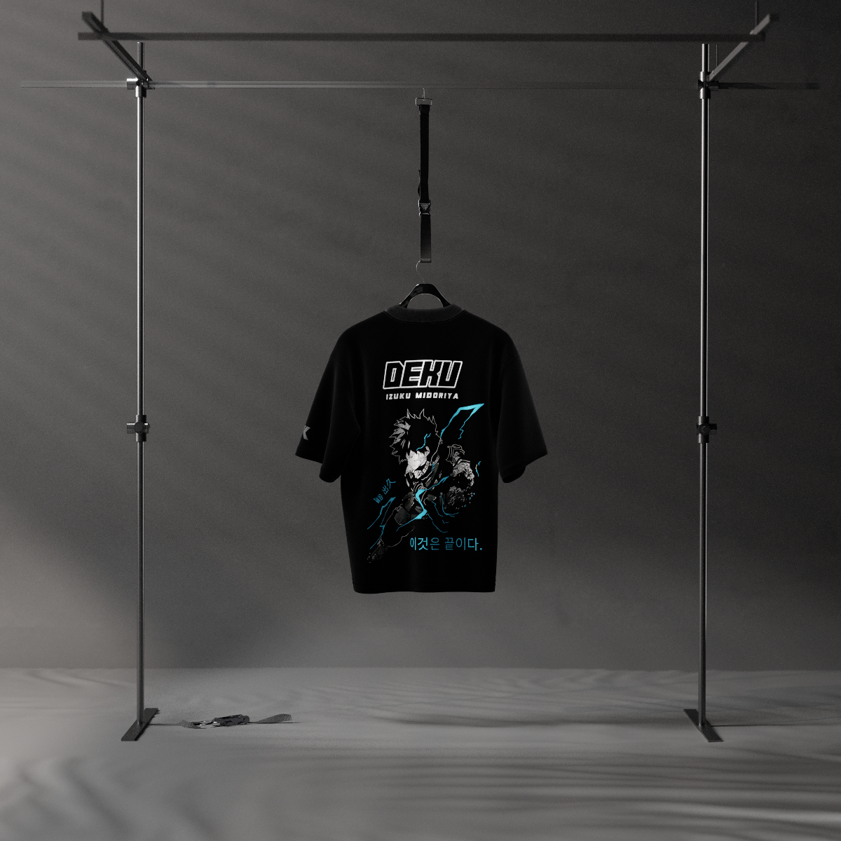 Izuku Midoriya (Deku) Lightning Charge – Oversized Fit Black T-Shirt
