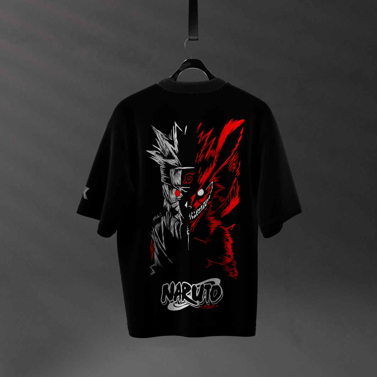 Naruto Uzumaki Kurama Mode – Oversized Fit Black T-Shirt