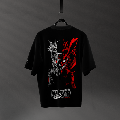 Naruto Uzumaki Kurama Mode – Oversized Fit Black T-Shirt