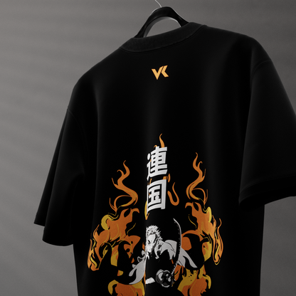 Kyojuro Rengoku Flame Hashira – Oversized Fit Black T-Shirt