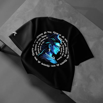 Shiv Ji Abstract Oversized Fit Black T-Shirt