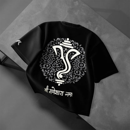 Shree Ganesh Ji Oversized Fit Black T-Shirt