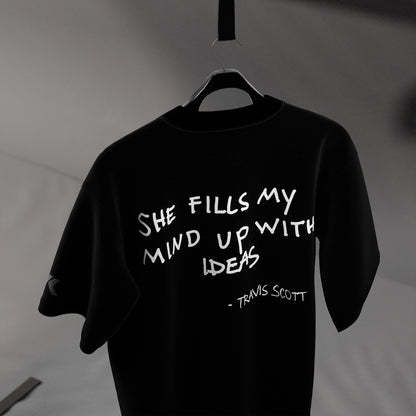 Travis Scott Ideas Quote Oversized Fit Black T-Shirt