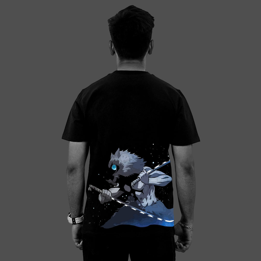 Inosuke Dual Swords Demon Slayer Black Regular Fit T-shirt