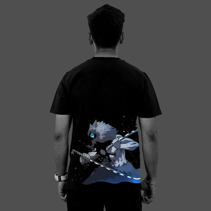 Inosuke Dual Swords Demon Slayer Black Regular Fit T-shirt