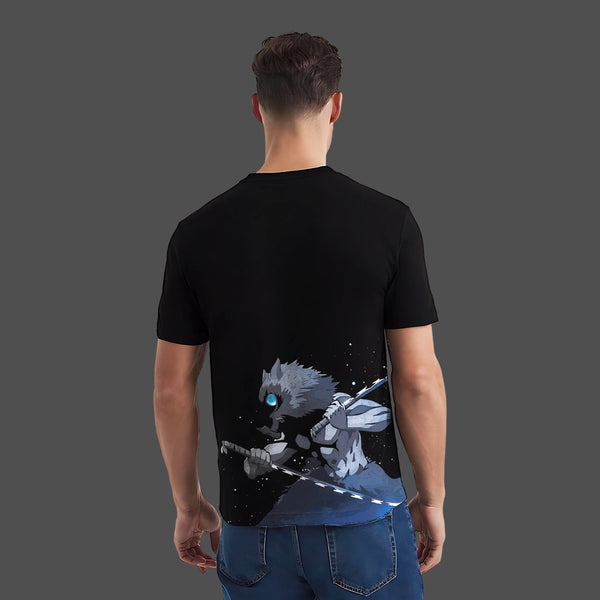 Inosuke Dual Swords Demon Slayer Black Regular Fit T-shirt
