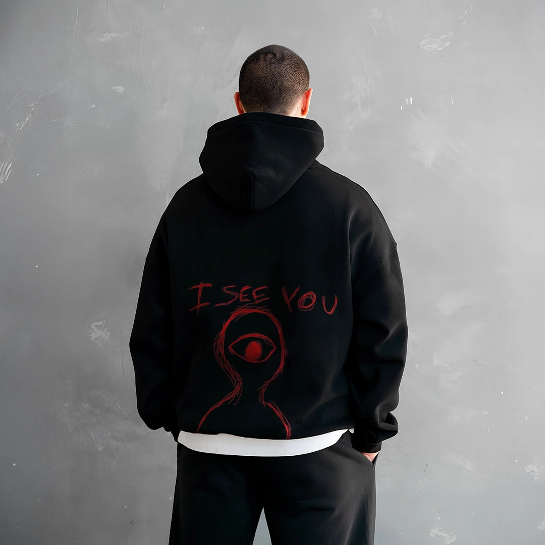 Vlack I See You - Oversized Black Hoodie