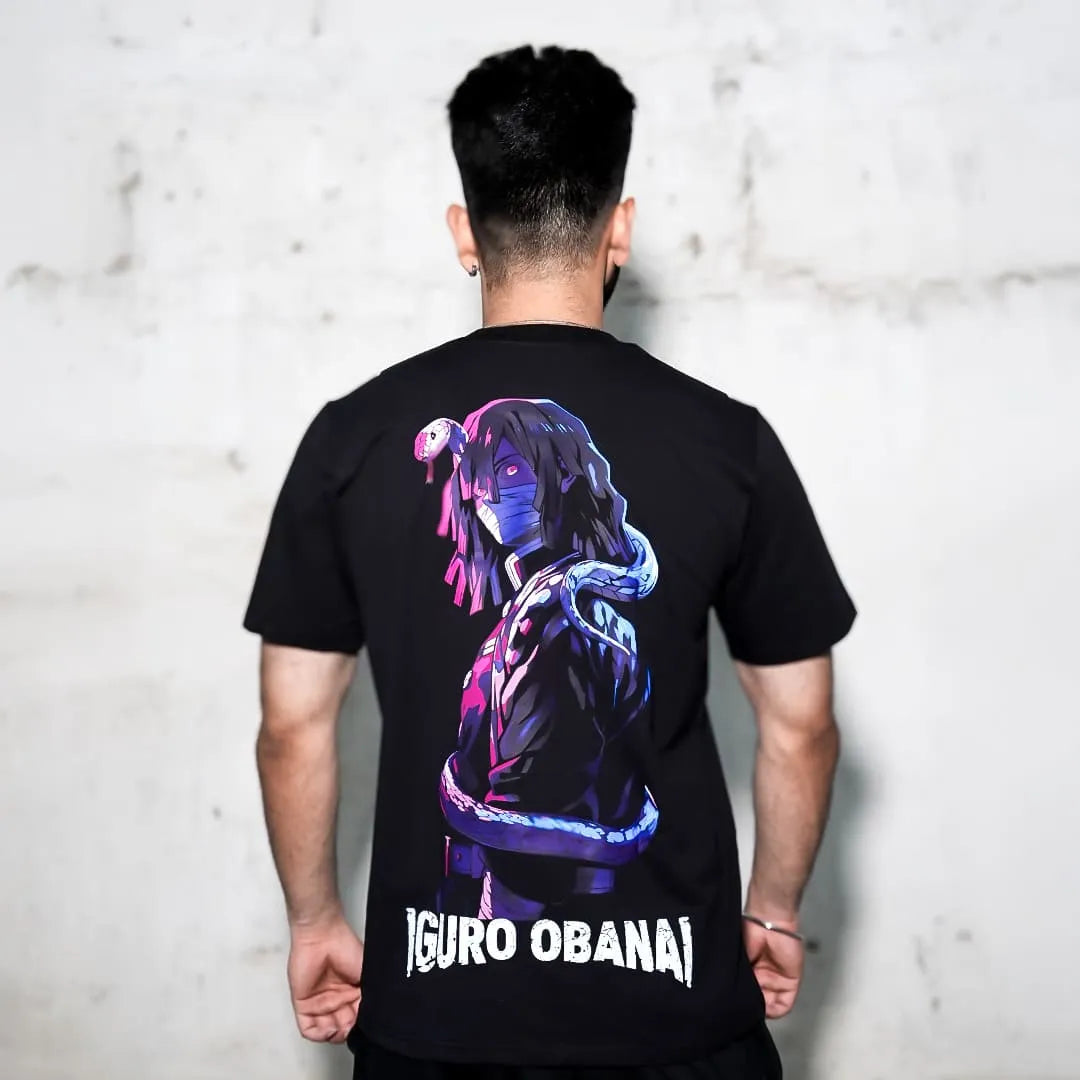 Vlack - Iguro Obanai - Serpent of Silence - Black Oversize Fit T-Shirt