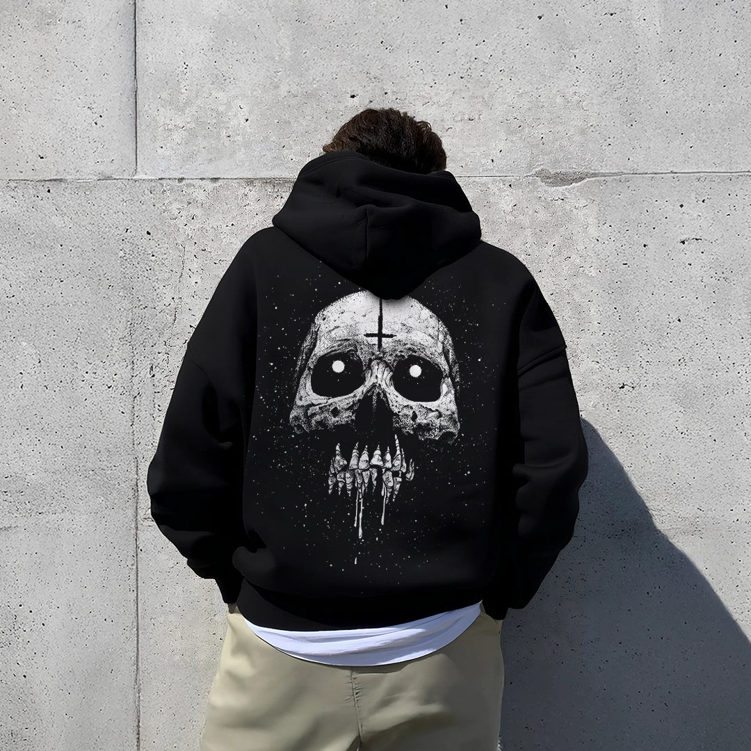 Vlack Psycho Skull - Oversized Black Hoodie