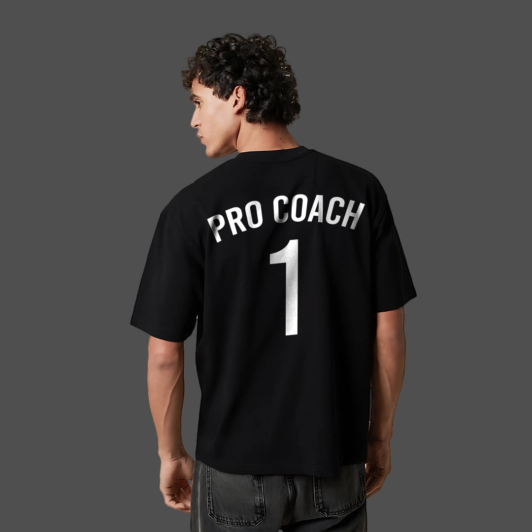 Vlack Pro Coach 1 Front Puff Print Jersey Black Oversized Fit Tshirt