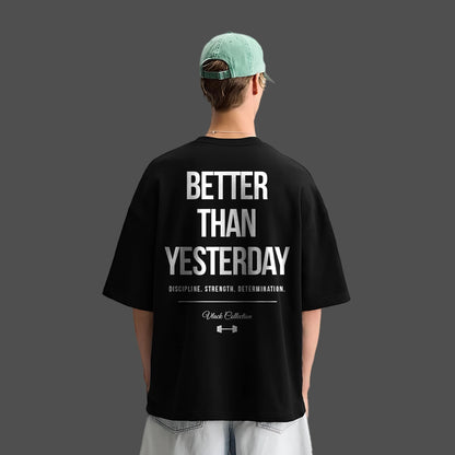 Vlack Better Than Yesterday - Black Oversize Fit T-Shirt