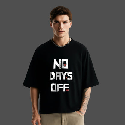 Vlack No Days Off - Black Oversize Fit T-Shirt