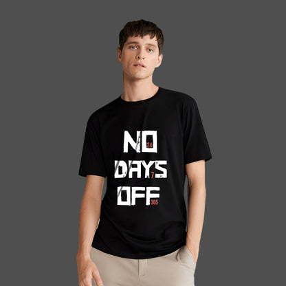 Vlack No Days Off - Black Regular Fit T-Shirt