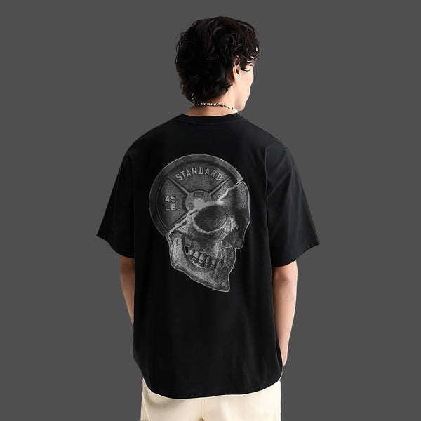 Vlack Skull x 45 LB Front HD Print Plate Black Oversized Fit Tshirt