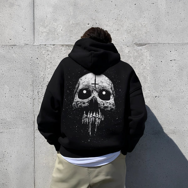 Vlack Psycho Skull - Oversized Black Hoodie