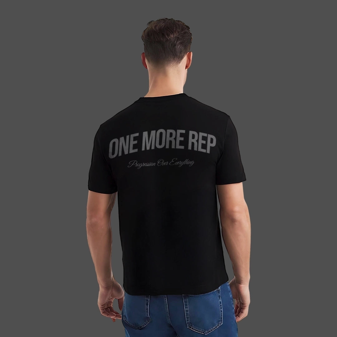 Vlack Grey One More Rep - Black Regular Fit T-Shirt