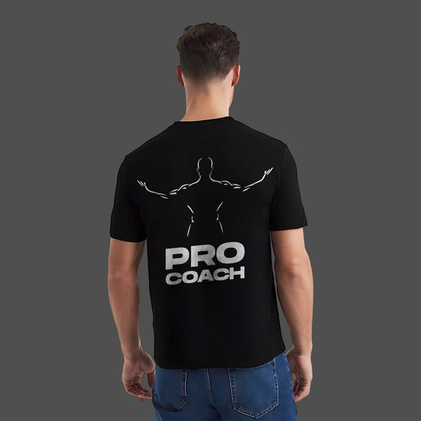 Vlack Pro Coach Front Puff Print Bodybuilder - Black Regular Fit T-Shirt