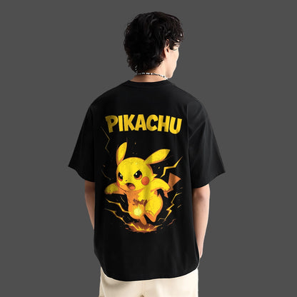 Pikachu Oversized Fit Black T-Shirt