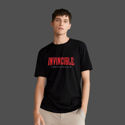Vlack Invincible Unstoppable - Black Regular Fit T-Shirt