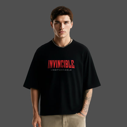 Vlack Invincible Unstoppable - Black Oversize Fit T-Shirt