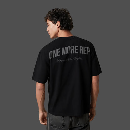 Vlack Grey One More Rep - Black Oversize Fit T-Shirt