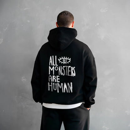 Vlack All Monsters Are Human - Oversized Black Hoodie