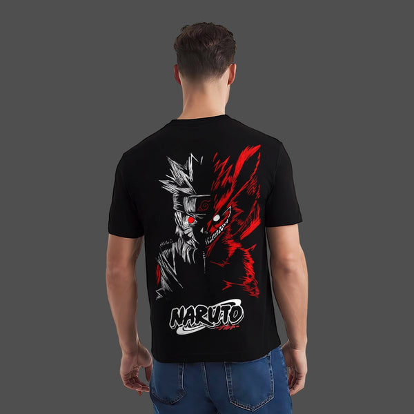 Naruto Uzumaki Kurama Mode – Regular Fit Black T-Shirt