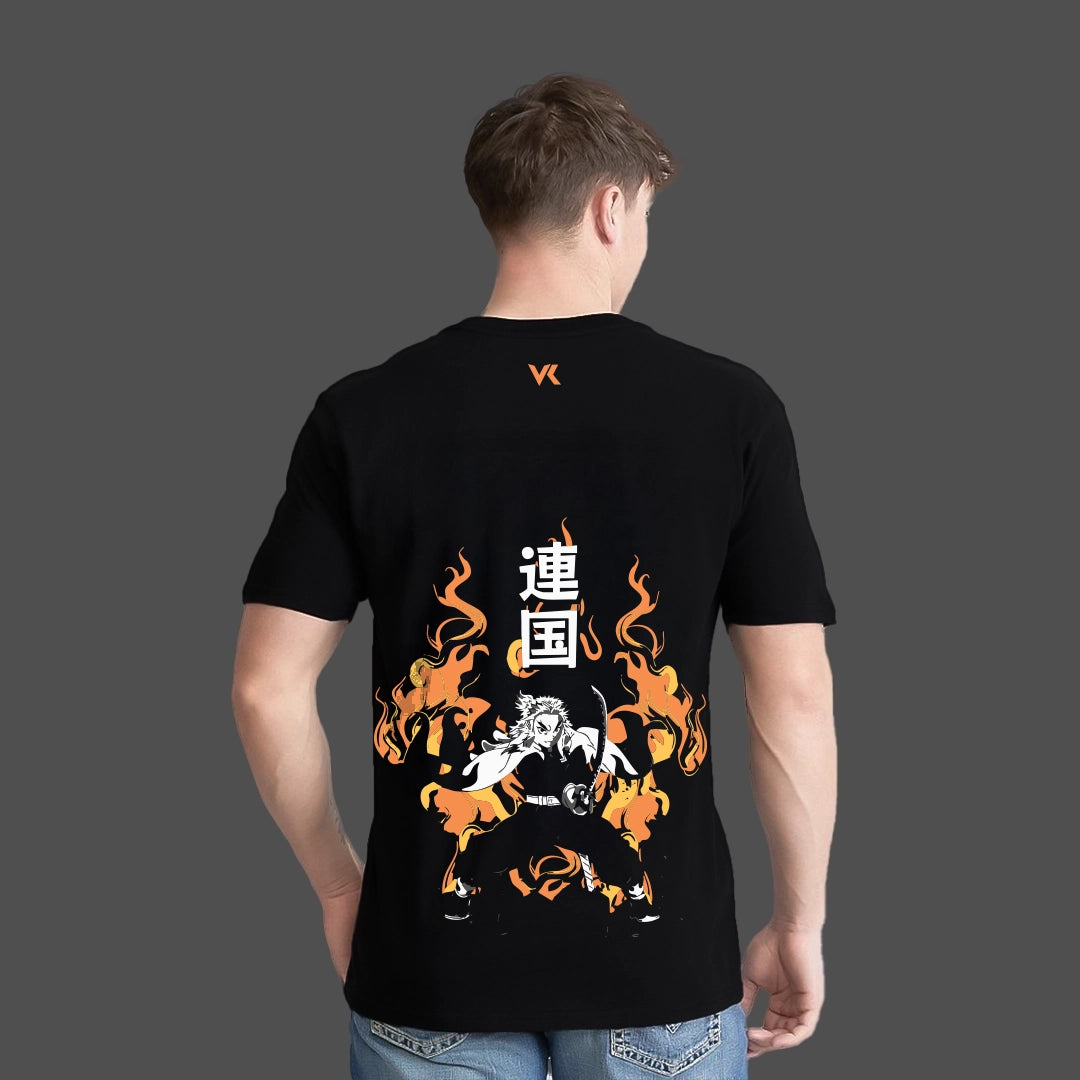 Kyojuro Rengoku Flame Hashira – Regular Fit Black T-Shirt