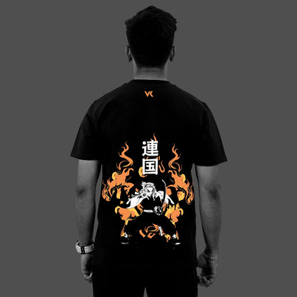 Kyojuro Rengoku Flame Hashira – Regular Fit Black T-Shirt