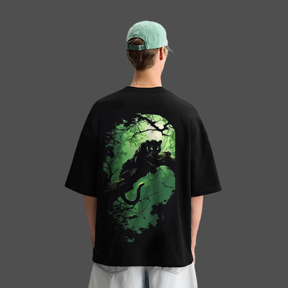 Shadow Panther - Front HD Print - Black Oversize Fit Tshirt