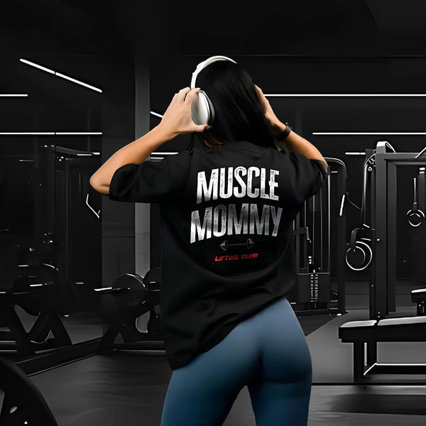 Vlack Muscle Mommy Black Oversized Fit Tshirt
