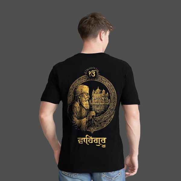Guru Nanak Dev Ji Golden Temple Regular Fit Black T-Shirt