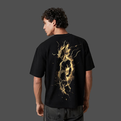 Saiyan Spark - Black Oversize Fit T-Shirt
