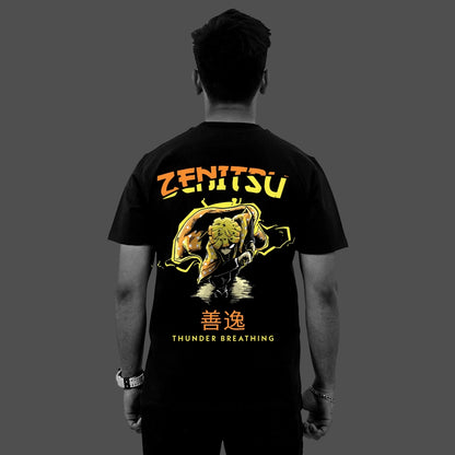 Zenitsu Agatsuma Lightning – Regular Fit Black T-Shirt