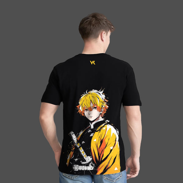 Zenitsu Agatsuma Demon Slayer Black Regular Fit T-Shirt