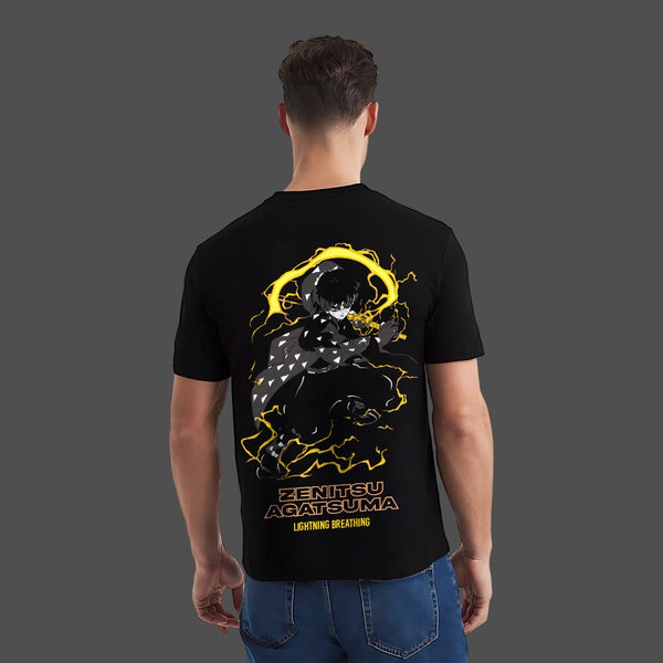 Zenitsu Agatsuma Lightning Breathing – Black Regular Fit T-Shirt