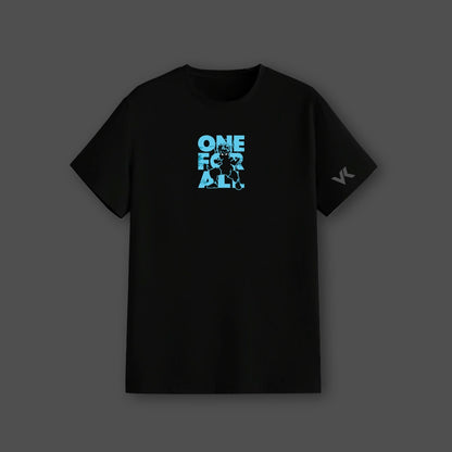 Izuku Midoriya black t-shirt Vlack regular fit with blue One For All text and hero silhouette on chest