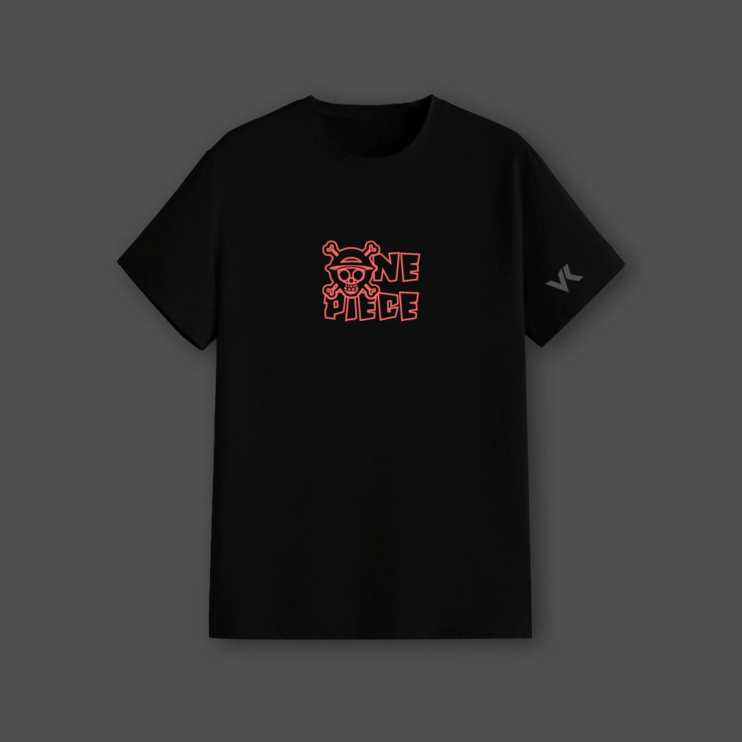 Vlack Regular Fit Black Graphic T-Shirt for Men featuring One Piece design in red