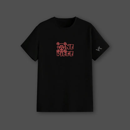Vlack Regular Fit Black Graphic T-Shirt for Men featuring One Piece design in red