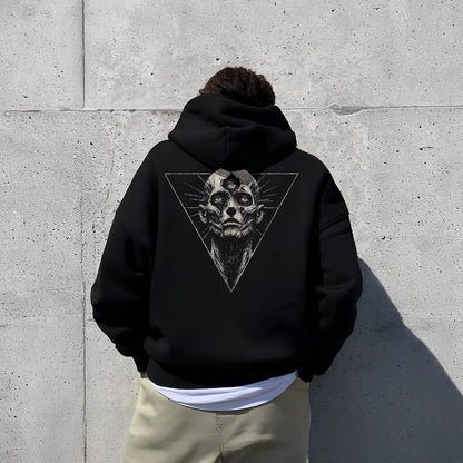Black oversized hoodie streetwear featuring a unique graphic design on the back