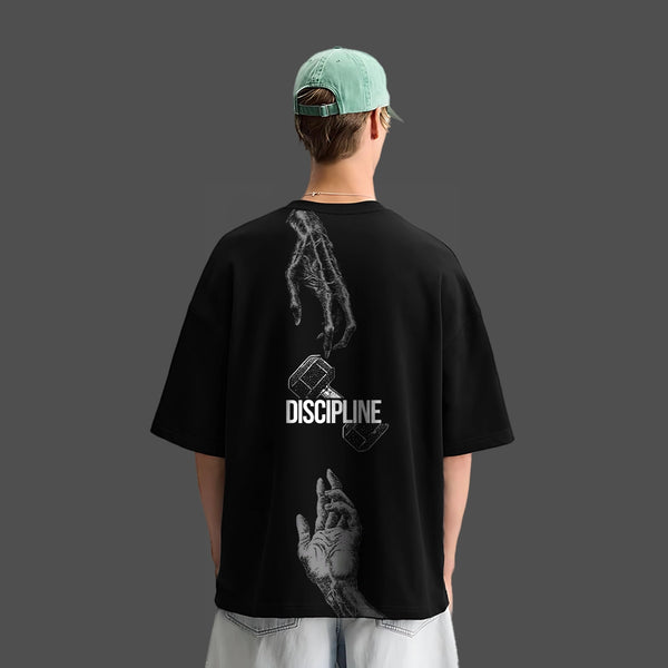 Discipline Dumbbell Oversized Fit Black T-Shirt